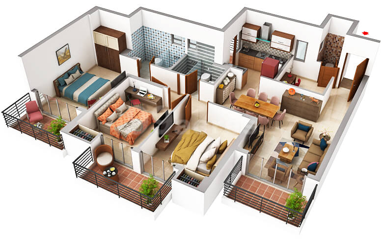 3 BHK Floor Plan